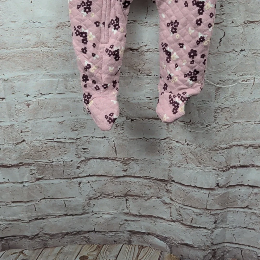 Dream Gro Pink Floral Baby Onesie With Hat 3 To 6 Mos Nwt New
